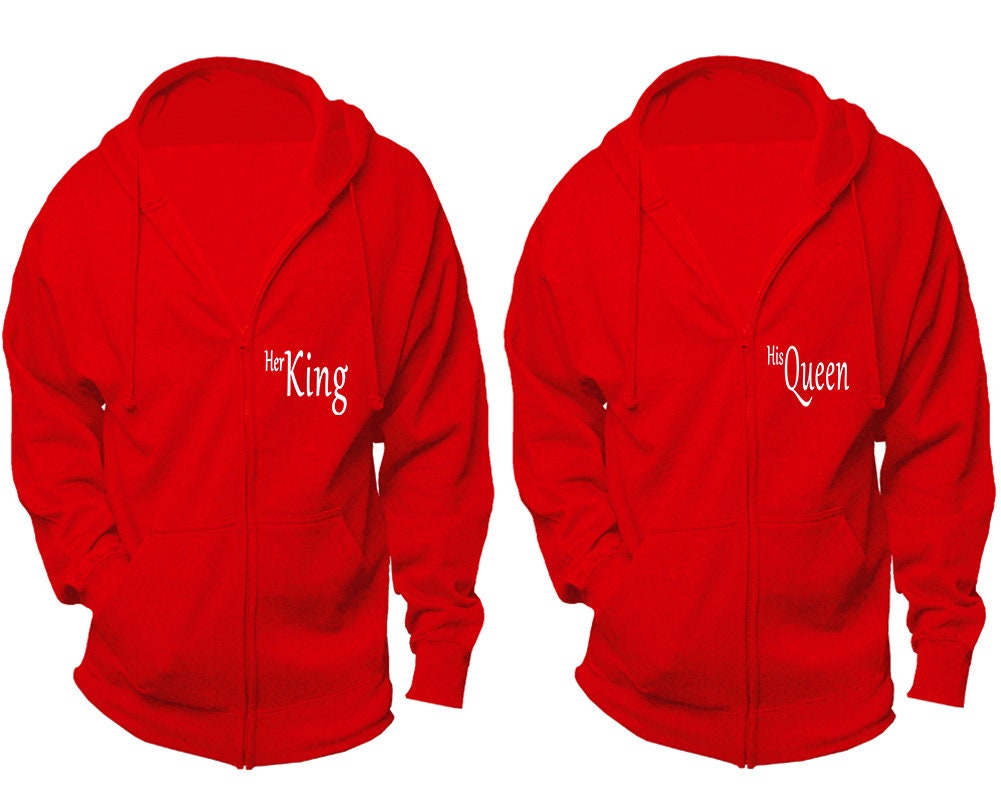 Zip up hoodies for couples His queen Her king, Couple hoodies, Couple jackets, christmas jackets sold separately