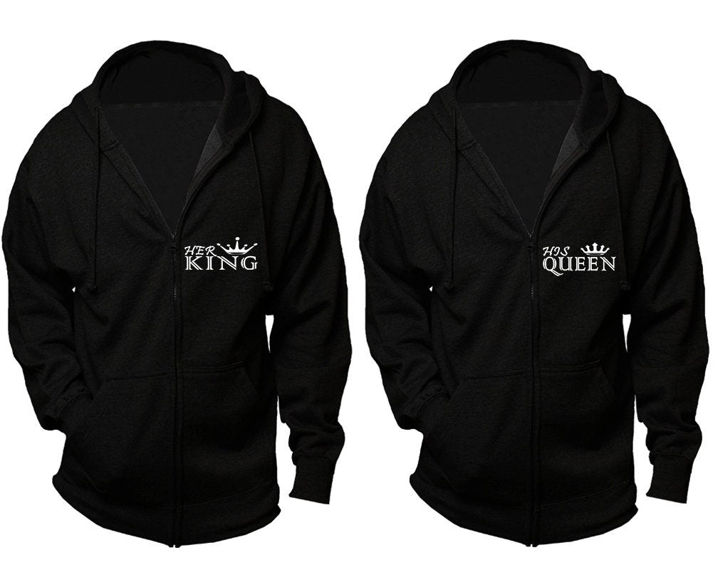 Christmas Crown King queen hoodies, zip up  jackets, married hubby wifey, sold separately