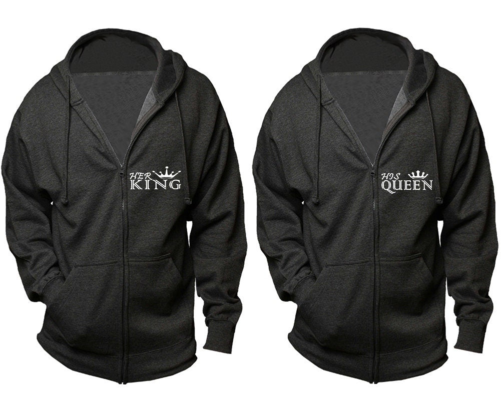 Christmas Crown King queen hoodies, zip up  jackets, married hubby wifey, sold separately