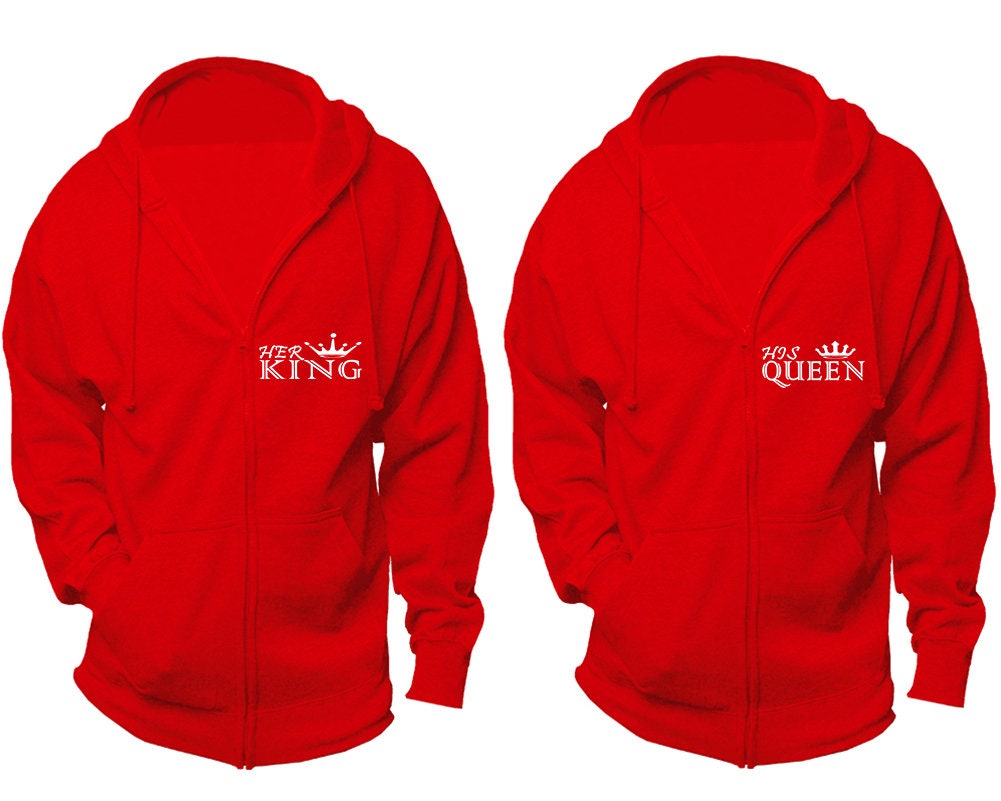 Christmas Crown King queen hoodies, zip up  jackets, married hubby wifey, sold separately