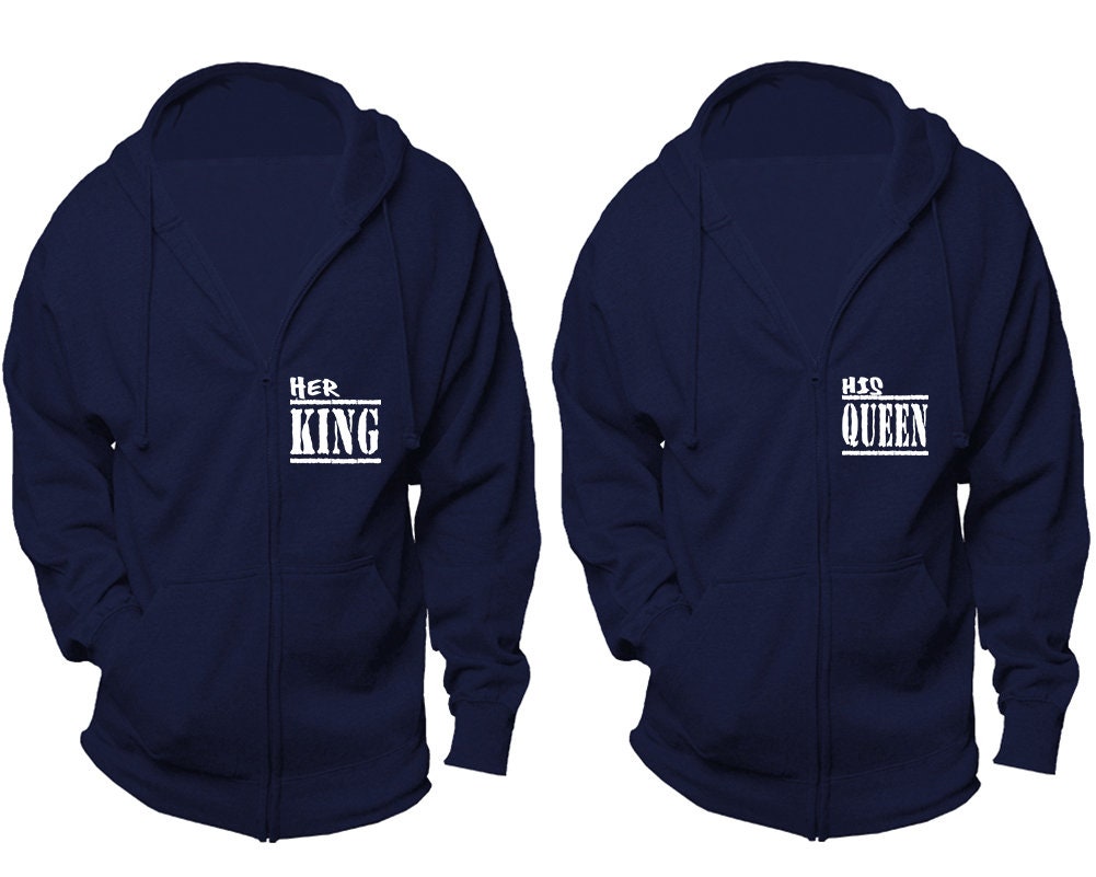 Christmas King queen hoodies, zip up  jackets, married hubby wifey, sold separately