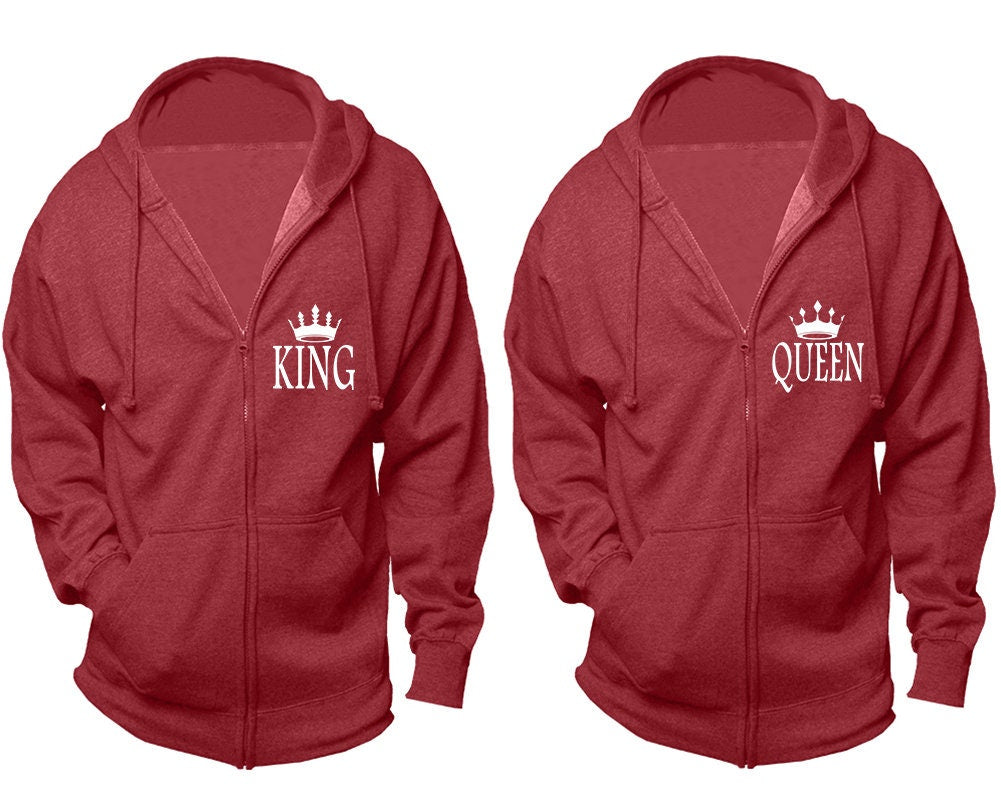 Crown King queen matching couple outfits, zip up  hoodies, christmas gift, Xmas party sold separately