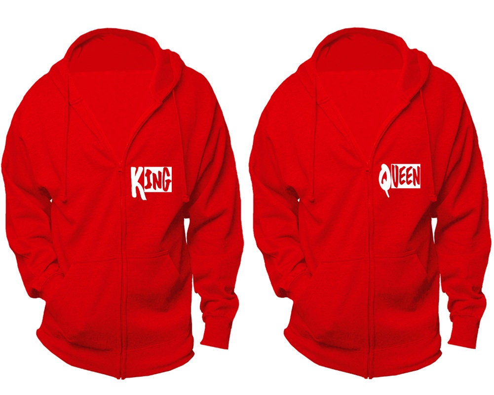 Christmas jackets for couples, king queen zip up  hoodies, holiday outfits, sold separately