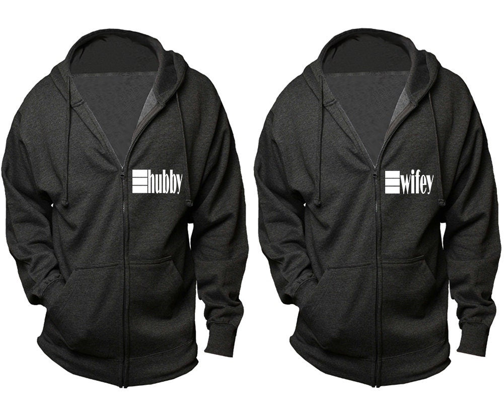 Hubby Wifey zip up hoodies, matching zip up  jackets, Christmas hoodies sold separately