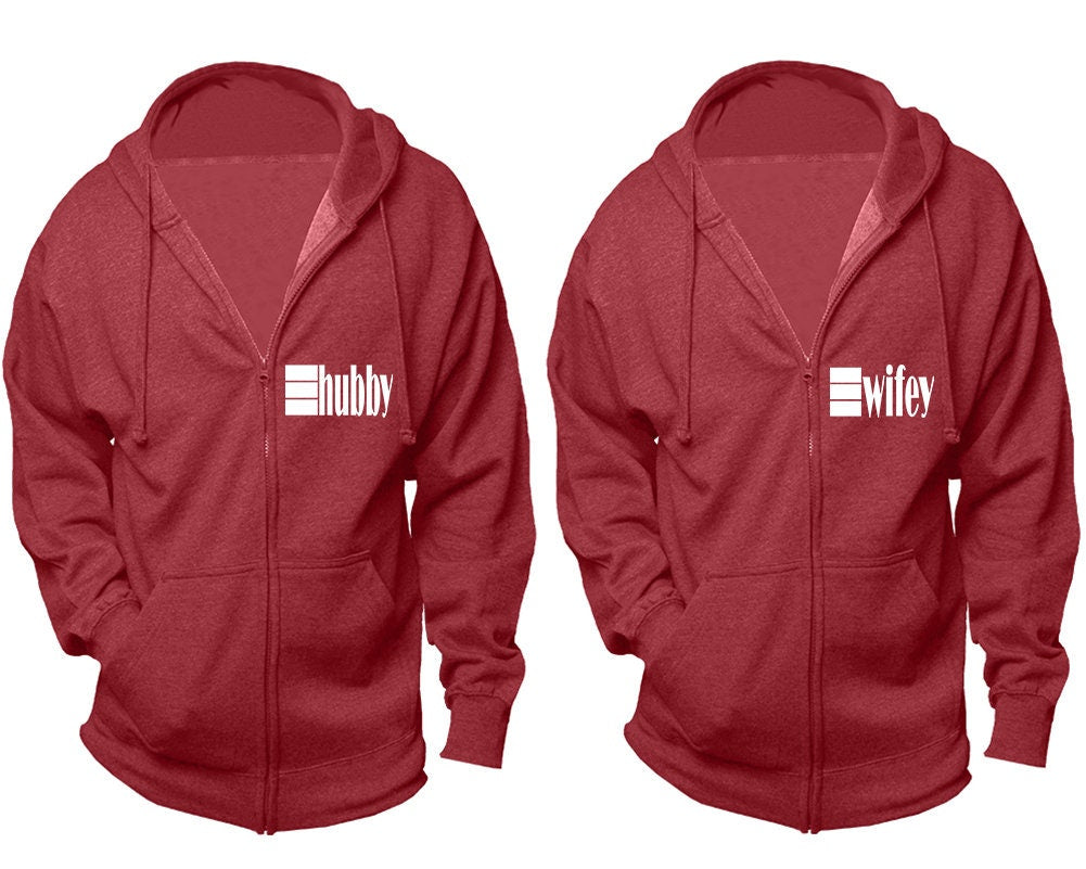 Hubby Wifey zip up hoodies, matching zip up  jackets, Christmas hoodies sold separately
