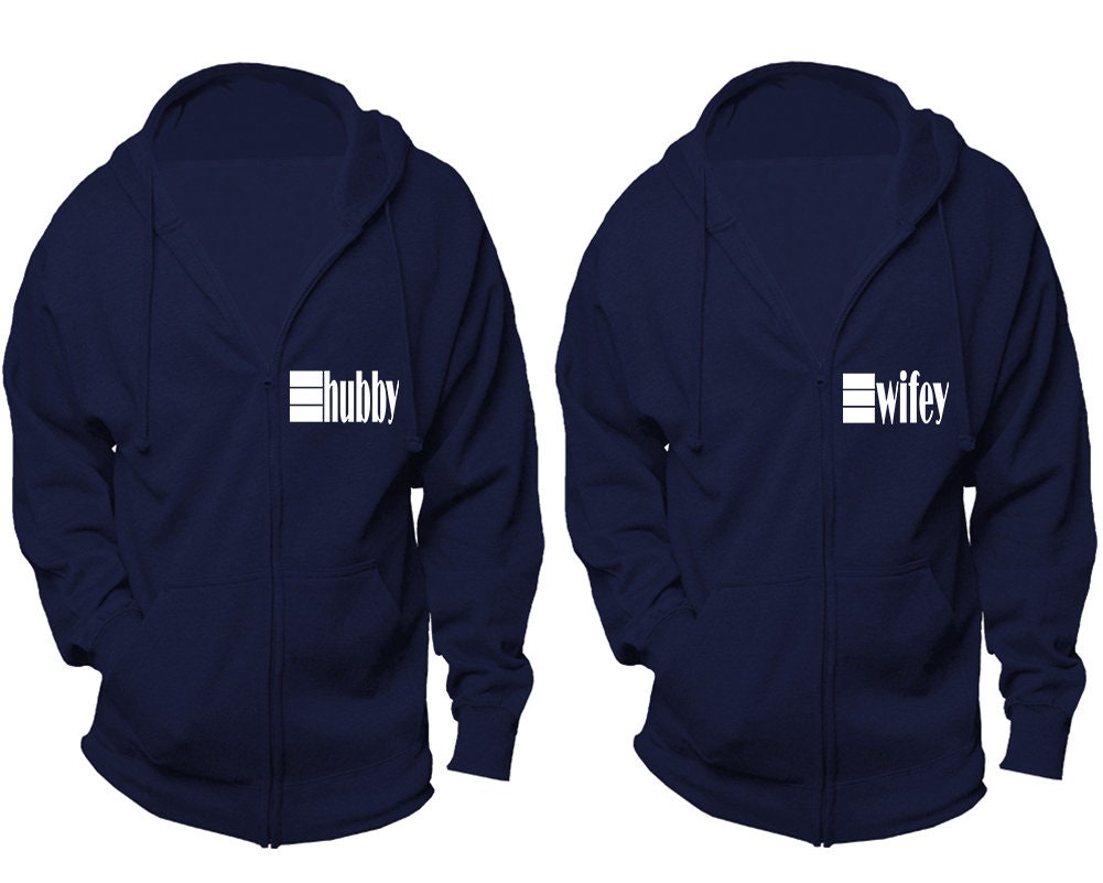 Hubby Wifey zip up hoodies, matching zip up  jackets, Christmas hoodies sold separately