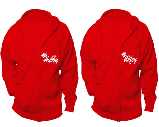 Crown Couple hoodies, zip up  jackets, Hubby Wifey matching zipper jackets, Christmas outfits sold separately