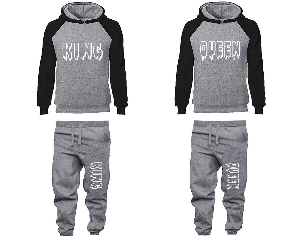 king queen Couple Hoodie Jogger pants Christmas, Clothing, Women Joggers Men Joggers King Queen Hoodies Matching 4 items Sold Separately