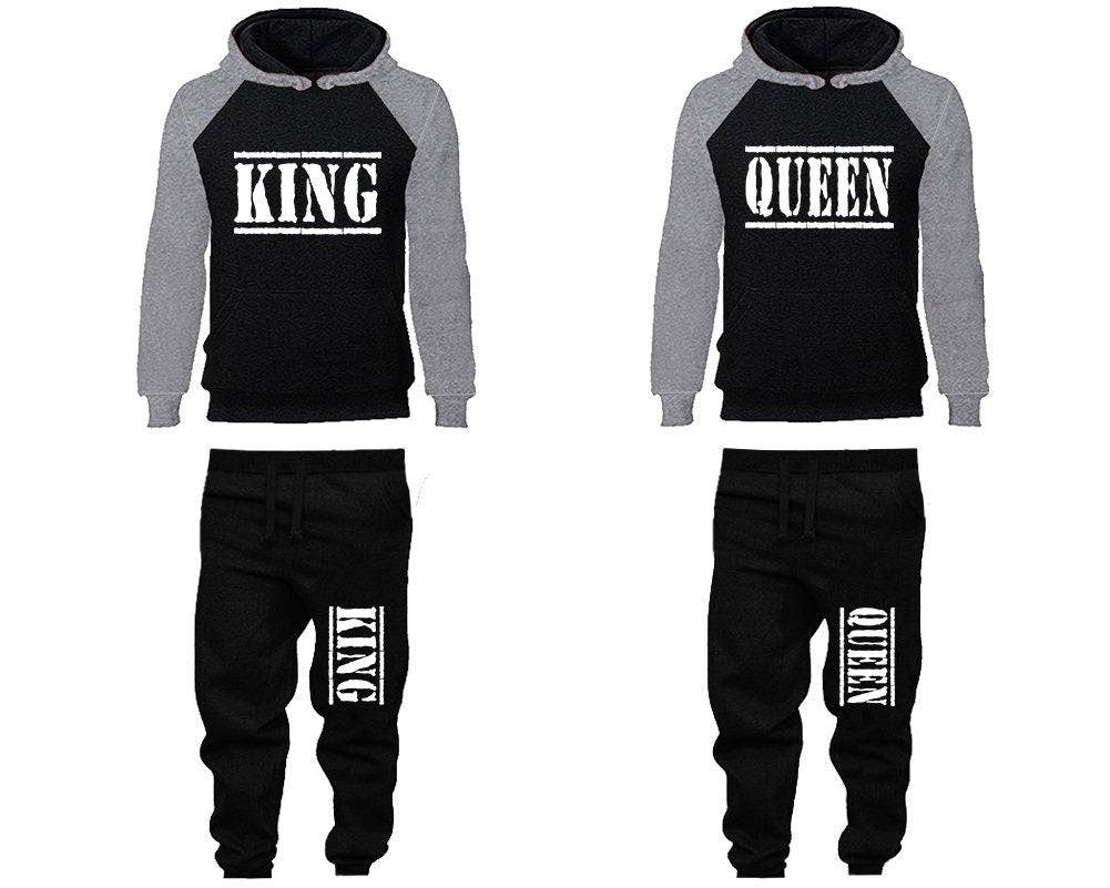 Holiday Gift king queen Couple Hoodie Jogger pants Christmas, Clothing, Women Joggers Men Joggers Hoodies Matching 4 items Sold Separately