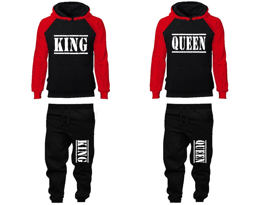 Holiday Gift king queen Couple Hoodie Jogger pants Christmas, Clothing, Women Joggers Men Joggers Hoodies Matching 4 items Sold Separately