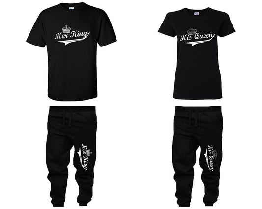 Her King His Queen Couple Shirts, Queen King  Matching Unisex Joggers Couple 4 items sold separately