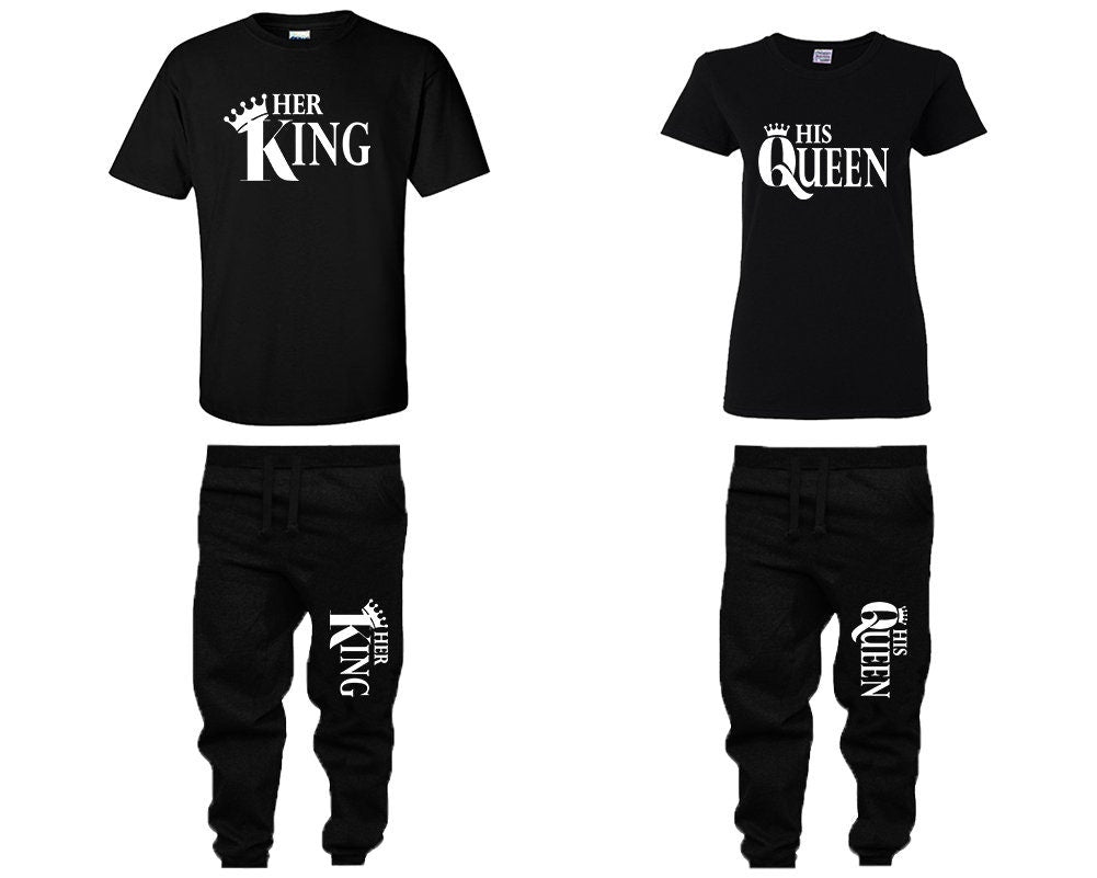 Her King His Queen Couple Shirts, Christmas shirts Matching Unisex Joggers Couple 4 items sold separately