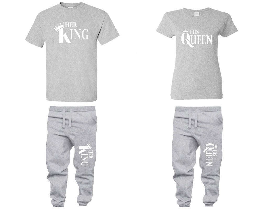 Her King His Queen Couple Shirts, Christmas shirts Matching Unisex Joggers Couple 4 items sold separately