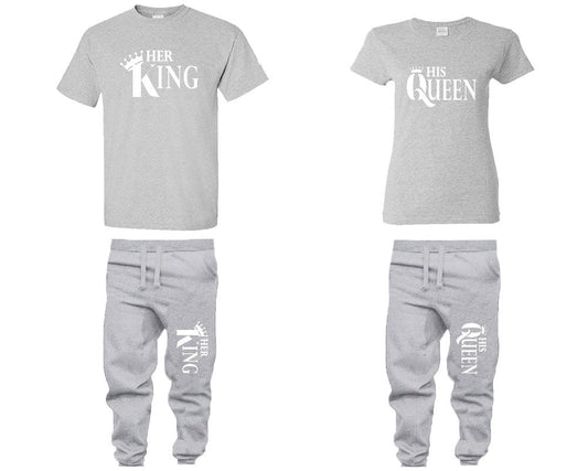 Her King His Queen Couple Shirts, Christmas shirts Matching Unisex Joggers Couple 4 items sold separately