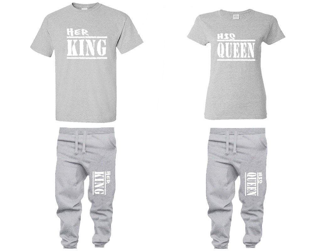 Her King His Queen Couple Shirts, Jogger pants  Christmas shirts Matching Unisex Joggers Couple 4 items sold separately