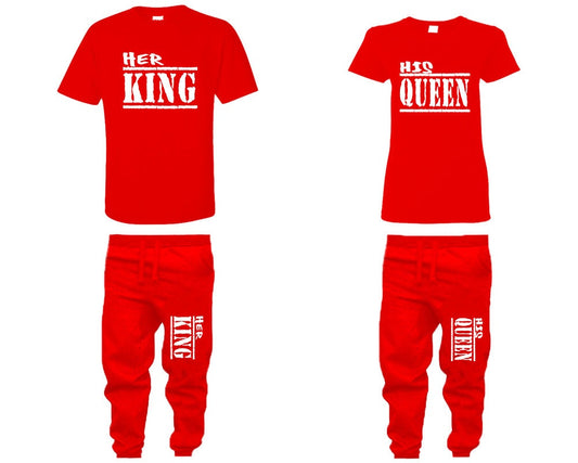 Her King His Queen Couple Shirts, Jogger pants  Christmas shirts Matching Unisex Joggers Couple 4 items sold separately