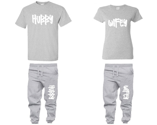 Hubby Wifey honeymoon outfits, christmas pants, christmas shirts  4 items sold separately
