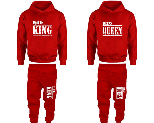 Her King His Queen Pants hoodie matching Christmas Clothing, Women Joggers Men Joggers King Queen Hoodies Matching 4 items Sold Separately