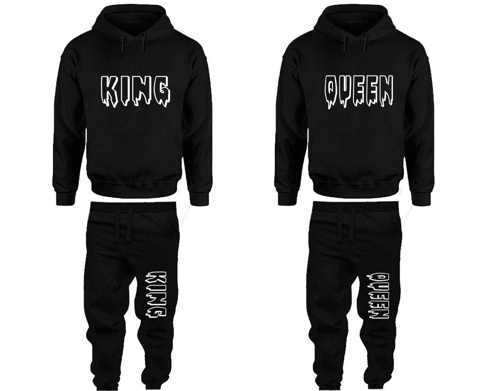 Christmas King Queen Pants hoodie matching Christmas Clothing, Women Joggers Men Joggers King Queen Hoodies Matching 4 items Sold Separately