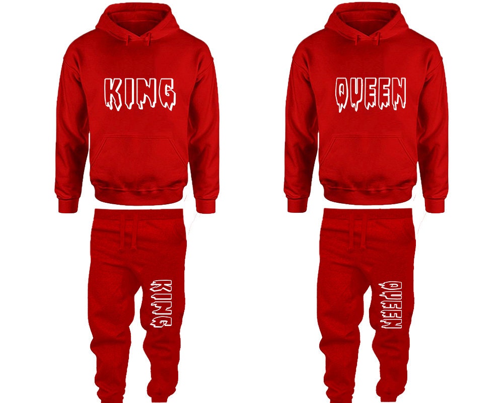 Christmas King Queen Pants hoodie matching Christmas Clothing, Women Joggers Men Joggers King Queen Hoodies Matching 4 items Sold Separately