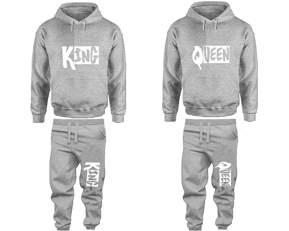 Honeymoon King Queen Pants hoodie matching Christmas Clothing, Women Joggers Men Joggers King Queen Hoodies Matching 4 items Sold Separately