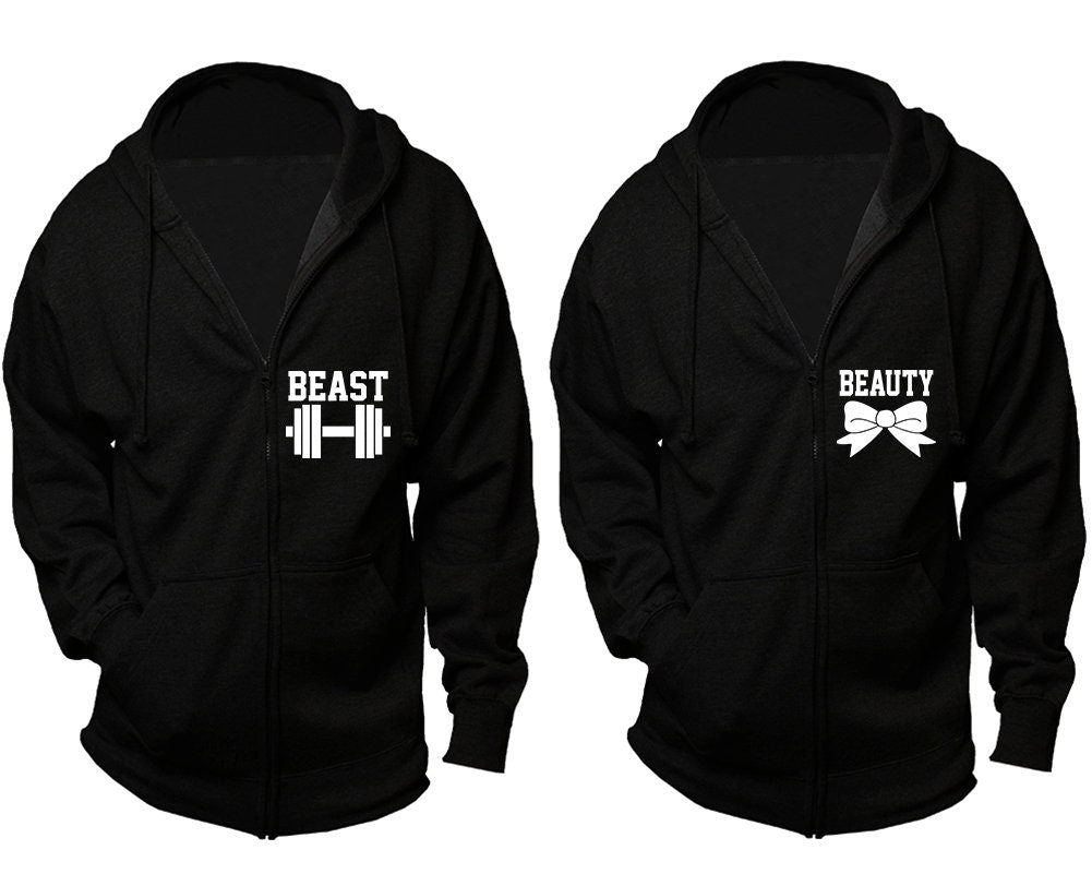 Beauty Beast Zip up hoodies, Couple hoodies, Couple jackets, christmas jackets sold separately