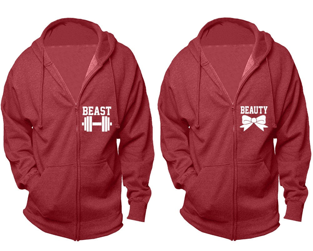 Beauty Beast Zip up hoodies, Couple hoodies, Couple jackets, christmas jackets sold separately