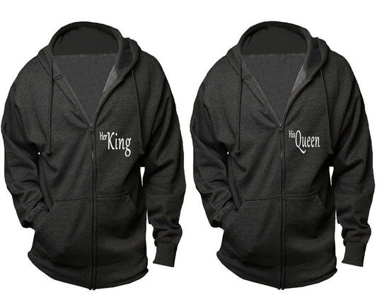 Zip up hoodies for couples His queen Her king, Couple hoodies, Couple jackets, christmas jackets sold separately