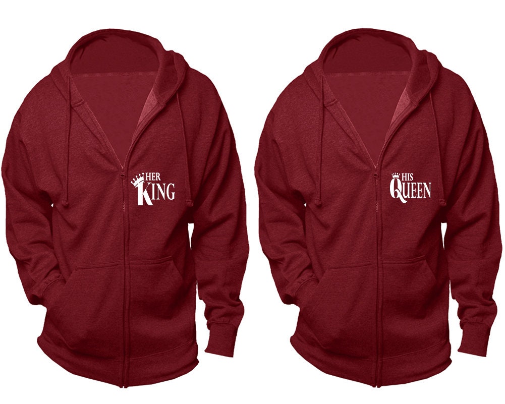 King Queen Couple jacket outfits matching zip up  hoodies, Couple hoodies, Couple jackets, christmas jackets sold separately