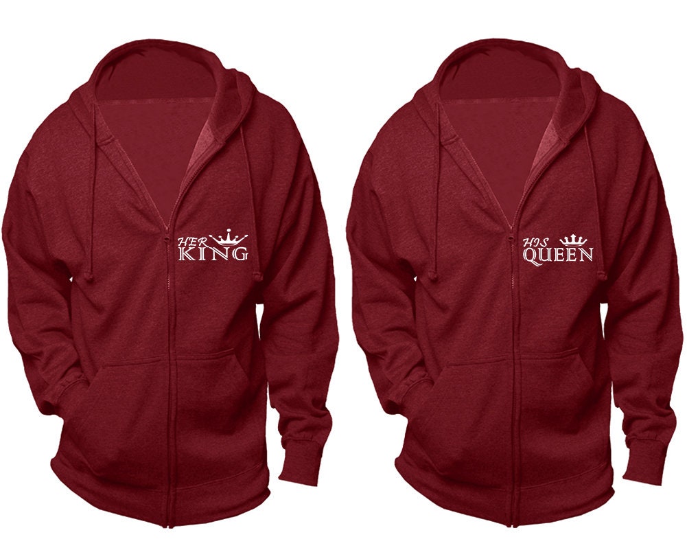 Christmas Crown King queen hoodies, zip up  jackets, married hubby wifey, sold separately