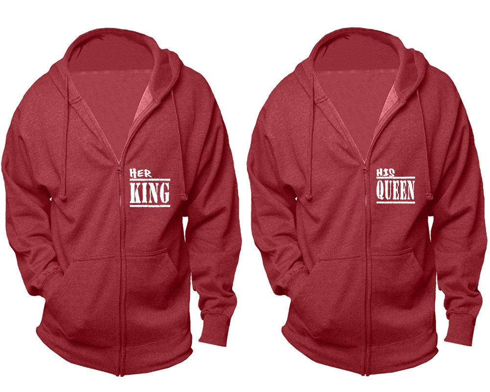 Christmas King queen hoodies, zip up  jackets, married hubby wifey, sold separately