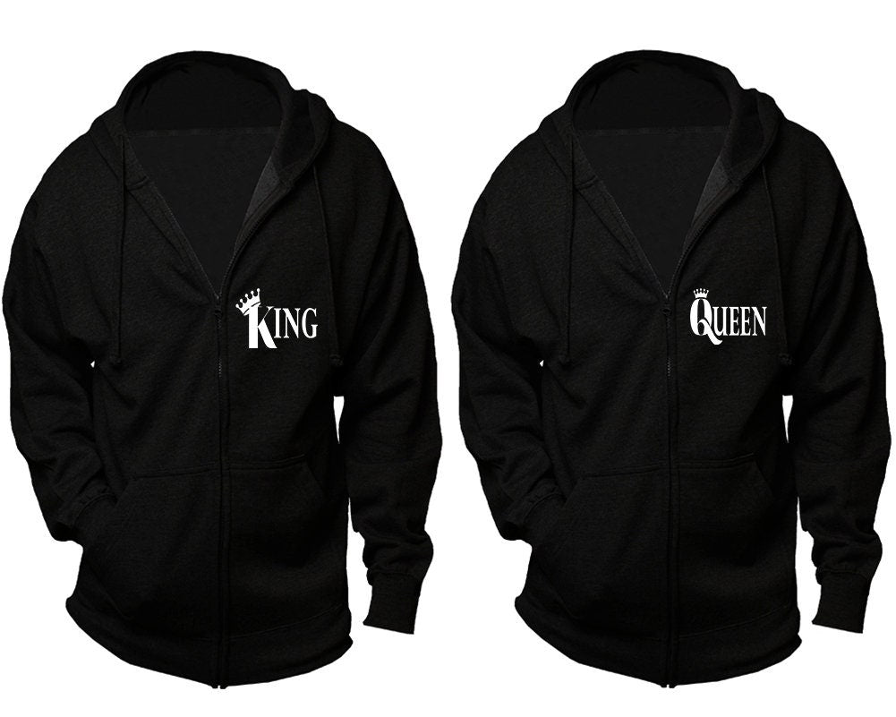 King queen Christmas outfits for couples, zip up  hoodies, christmas gift, Xmas party sold separately