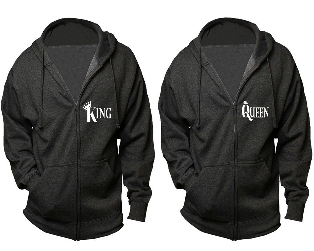 King queen Christmas outfits for couples, zip up  hoodies, christmas gift, Xmas party sold separately