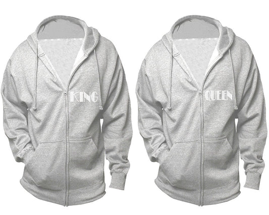 King Queen, boyfriend girlfriend hoodies, matching zip up  jackets, Christmas hoodies sold separately