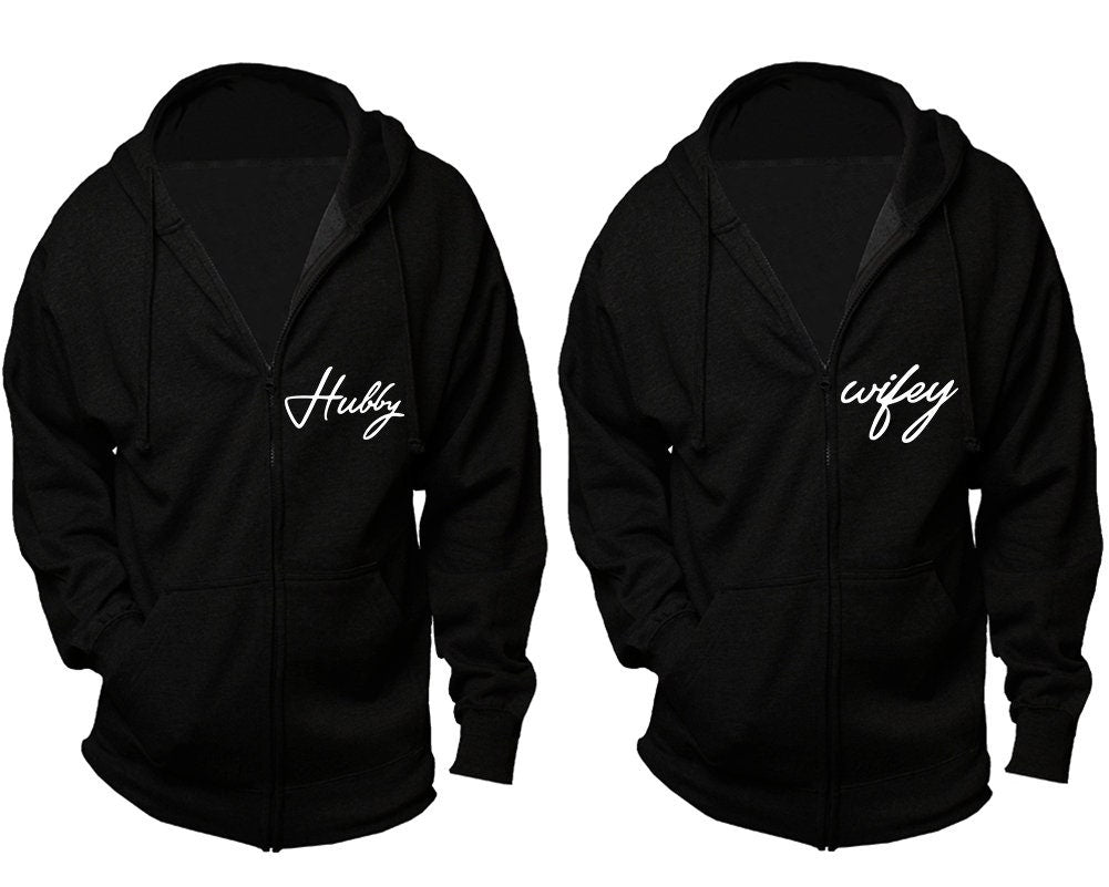 Christmas Hubby Wifey zip up hoodies, matching zip up  jackets, Christmas outfits sold separately