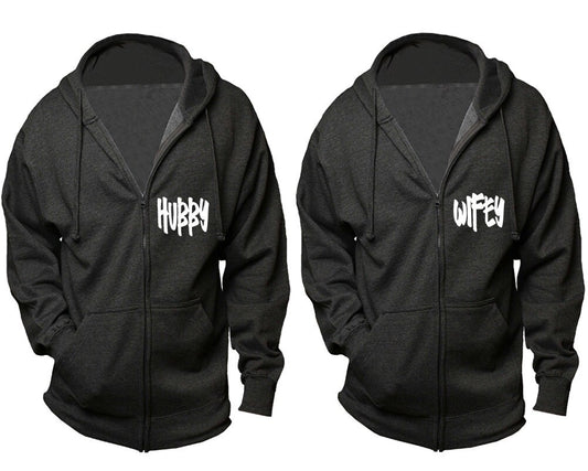 Hubby Wifey hoodie zip up sweaters, holiday gifts, king queen, sold separately