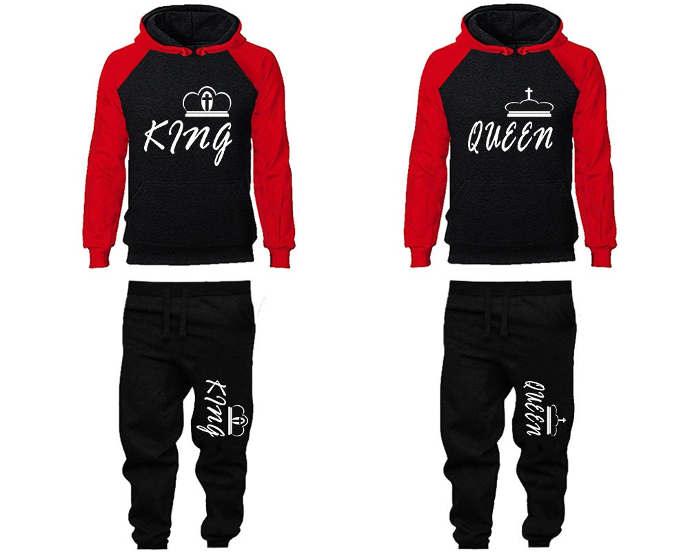 King Queen cross couple tracksuits Hoodie Jogger pants sweatsuit Women Jogger Men Jogger King Queen Hoodies Matching 4 items Sold Separately