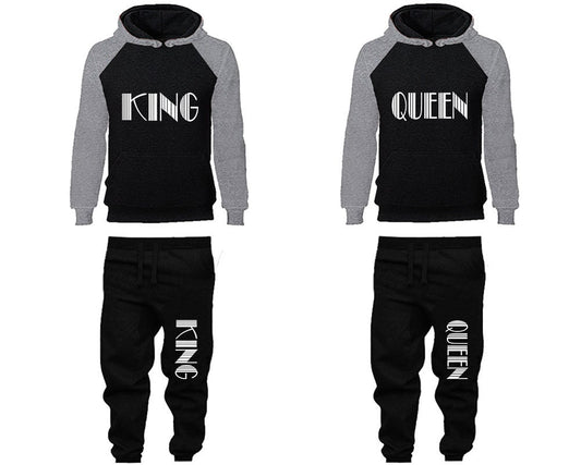 King Queen couple tracksuits Hoodie Jogger pants sweatsuit Women Jogger Men Jogger King Queen Hoodies Matching 4 items Sold Separately