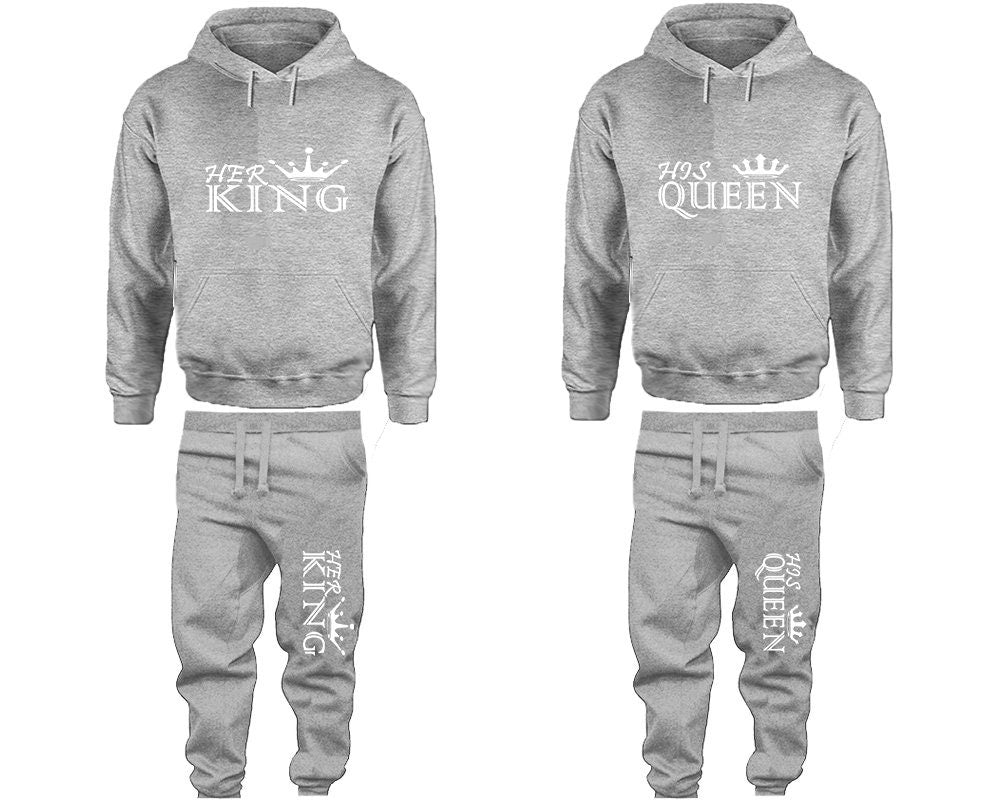 Her King His Queen Hoodie Jogger pants valentine Clothing, Women Joggers Men Joggers King Queen Hoodies Matching 4 items Sold Separately