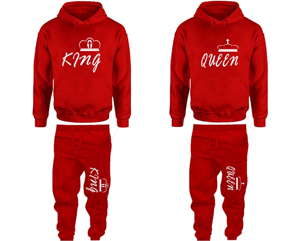 King Queen cross Hoodie Jogger pants tracksuits Clothing, Women Joggers Men Joggers King Queen Hoodies Matching 4 items Sold Separately