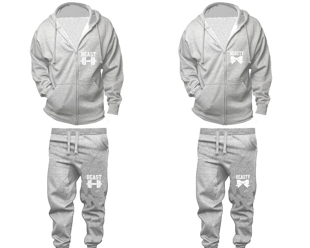 Beast Beauty Zip-up Hoodie Jogger pants Clothing, Women Joggers Men Joggers full zip Hoodies Matching 4 items  Sold Separately