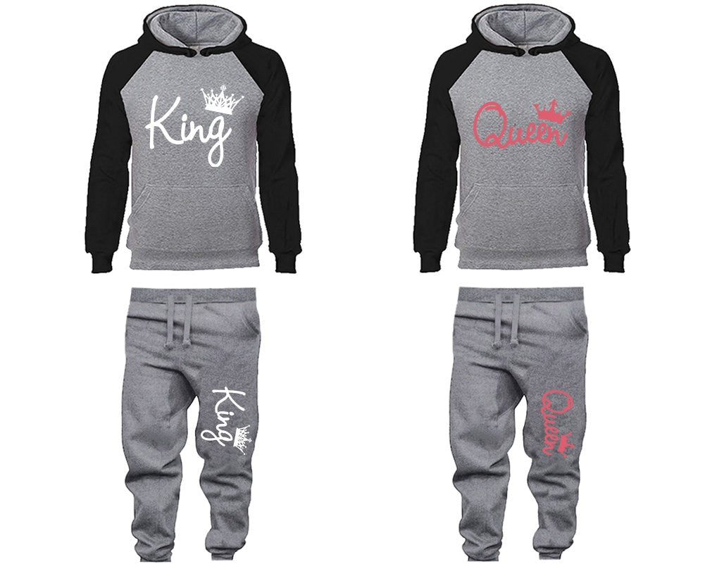 King Queen Hoodie Jogger pants Clothing, Women Joggers Men Joggers King Queen Hoodies pink white designs Matching 4 items Sold Separately