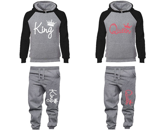 King Queen Hoodie Jogger pants Clothing, Women Joggers Men Joggers King Queen Hoodies pink white designs Matching 4 items Sold Separately
