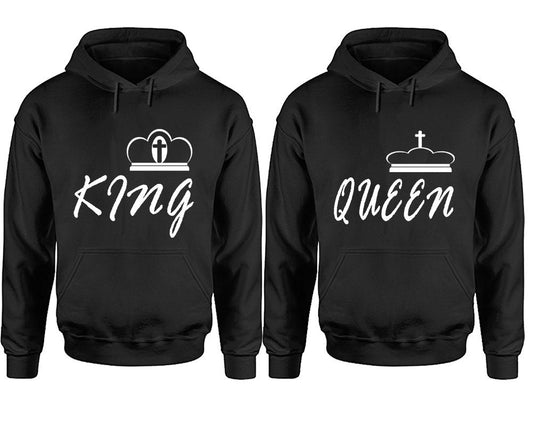 king queen matching couple hoodies, married couple sweatshirts, cross crown, Sweatshirt  Pullover Hoodies, Sold Separately!!!