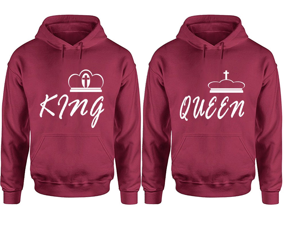 king queen matching couple hoodies, married couple sweatshirts, cross crown, Sweatshirt  Pullover Hoodies, Sold Separately!!!