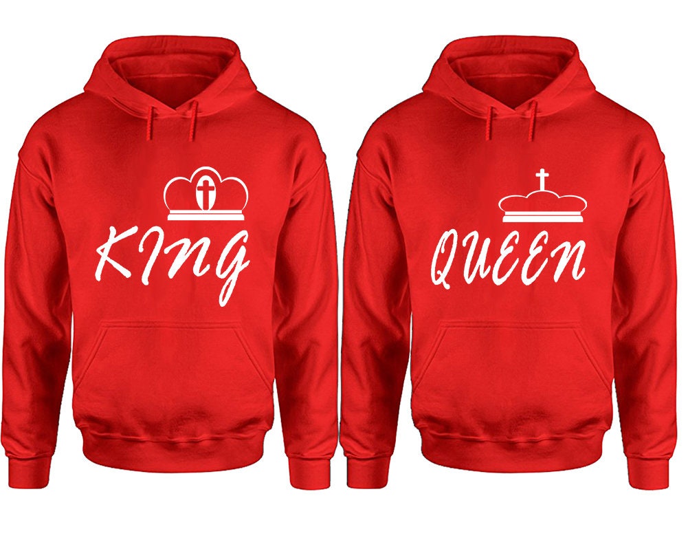 king queen matching couple hoodies, married couple sweatshirts, cross crown, Sweatshirt  Pullover Hoodies, Sold Separately!!!