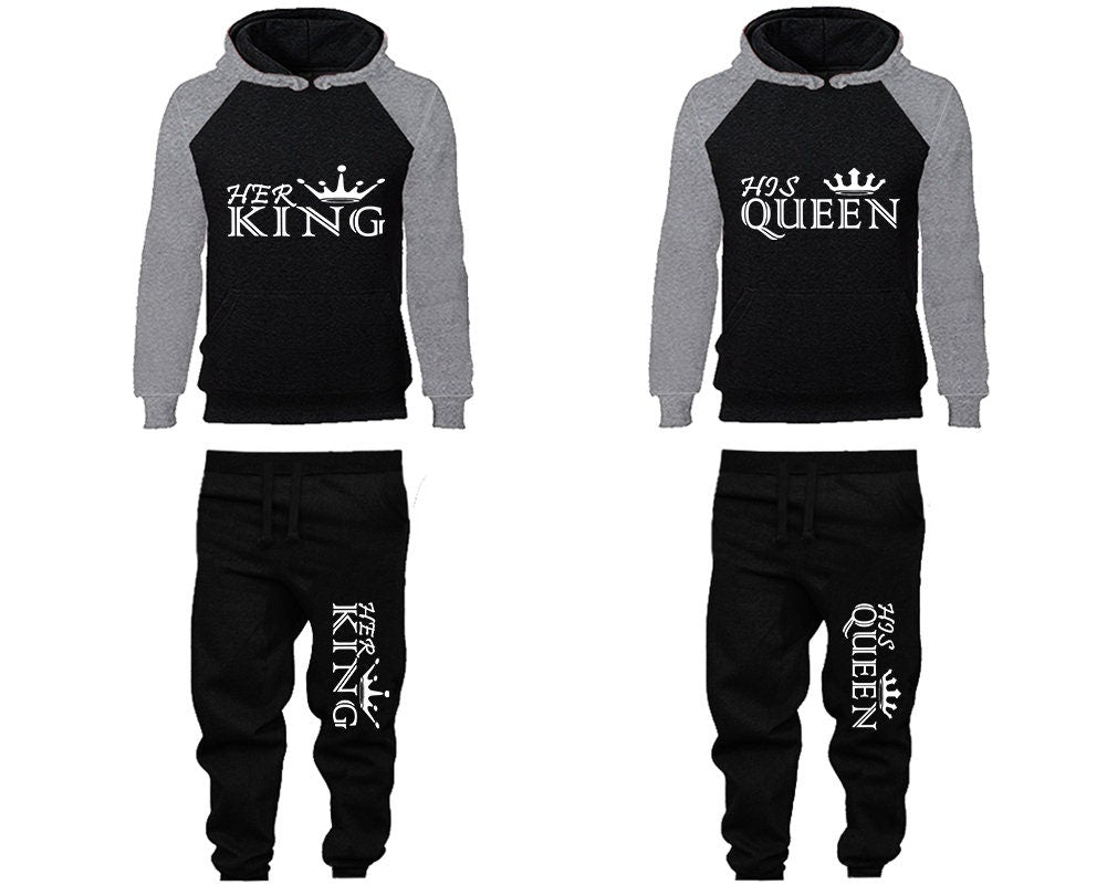 Her King His Queen Hoodie Jogger pants, tracksuits, sweatsuits Women Joggers Men Joggers King Queen Hoodies Matching 4 items Sold Separately