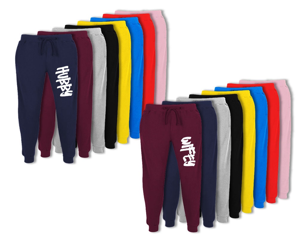 Hubby wifey jogger pants, streetwear sweatpants, bridal gift, mothers day gift husband wife outfits unisex sizes 2 pants sold separately!