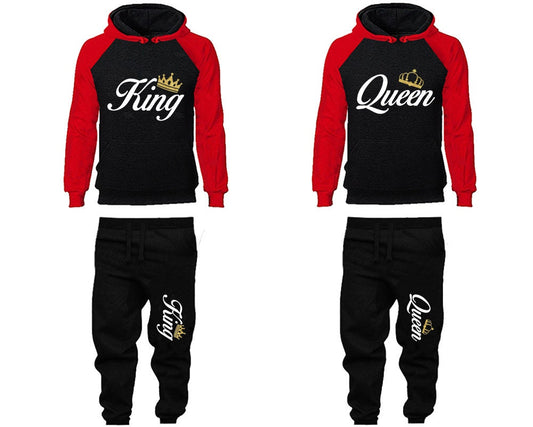 King Queen Hoodie Jogger pants gold glitter crown Clothing, Women Joggers Men Joggers King Queen Hoodies Matching 4 items Sold Separately