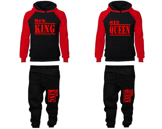 Couple matching tracksuit pants Hoodie King Queen, red designs Women Joggers Men Joggers King Queen Hoodies Matching 4 items Sold Separately